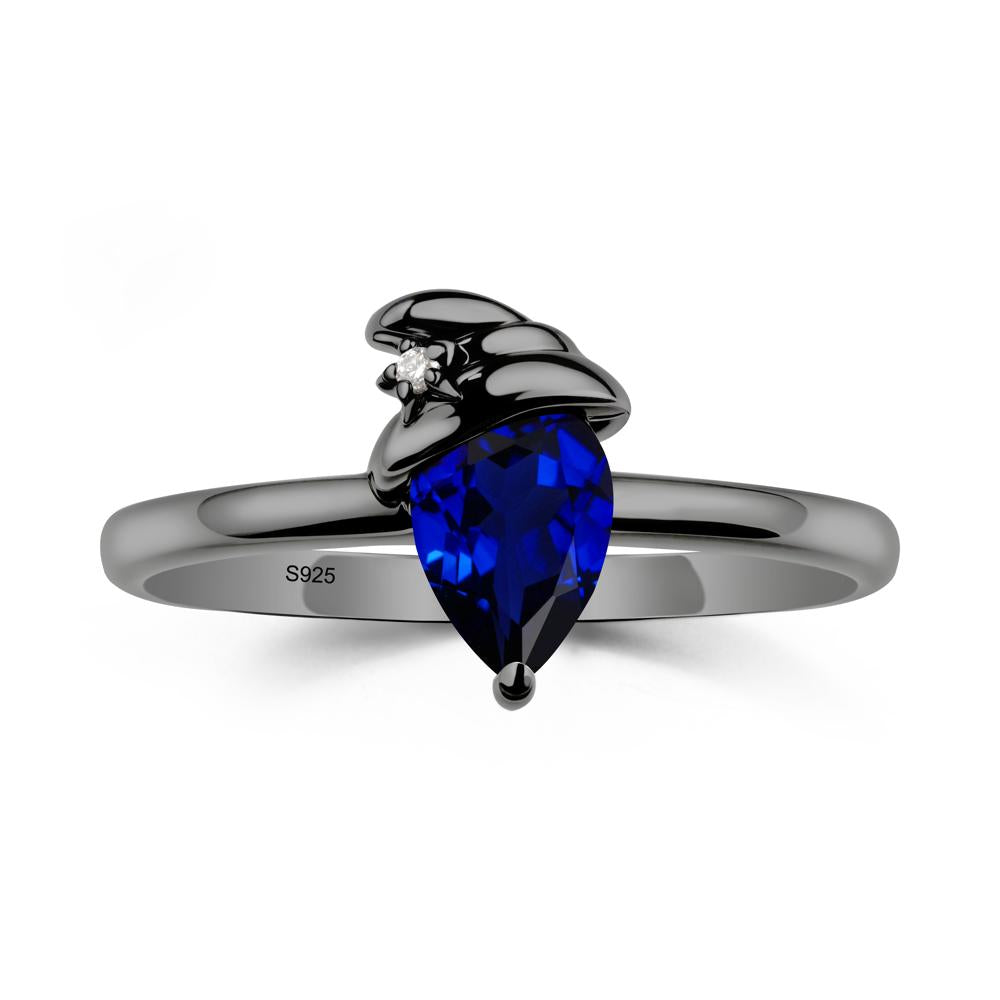 Sapphire Ring with Hat Design - LUO Jewelry #metal_black finish sterling silver