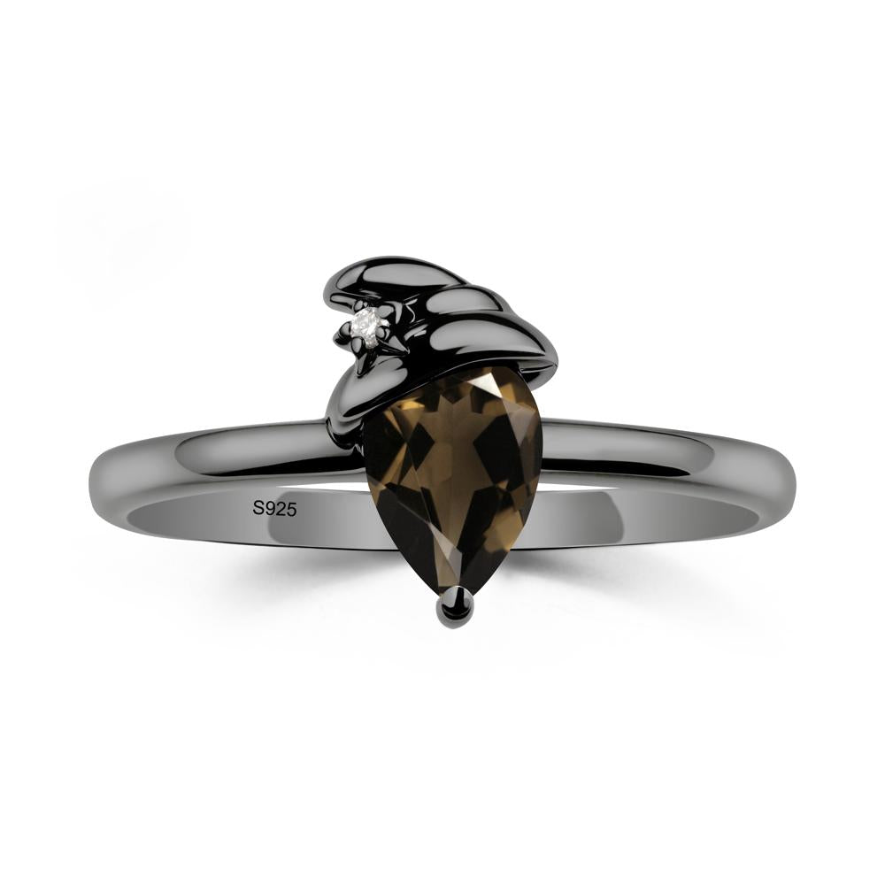 Smoky Quartz Halloween Witch Hat Ring - LUO Jewelry #metal_black finish sterling silver