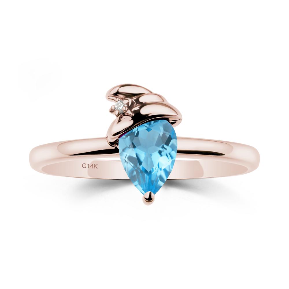 Pear Swiss Blue Topaz Hat Ring - LUO Jewelry #metal_14k rose gold