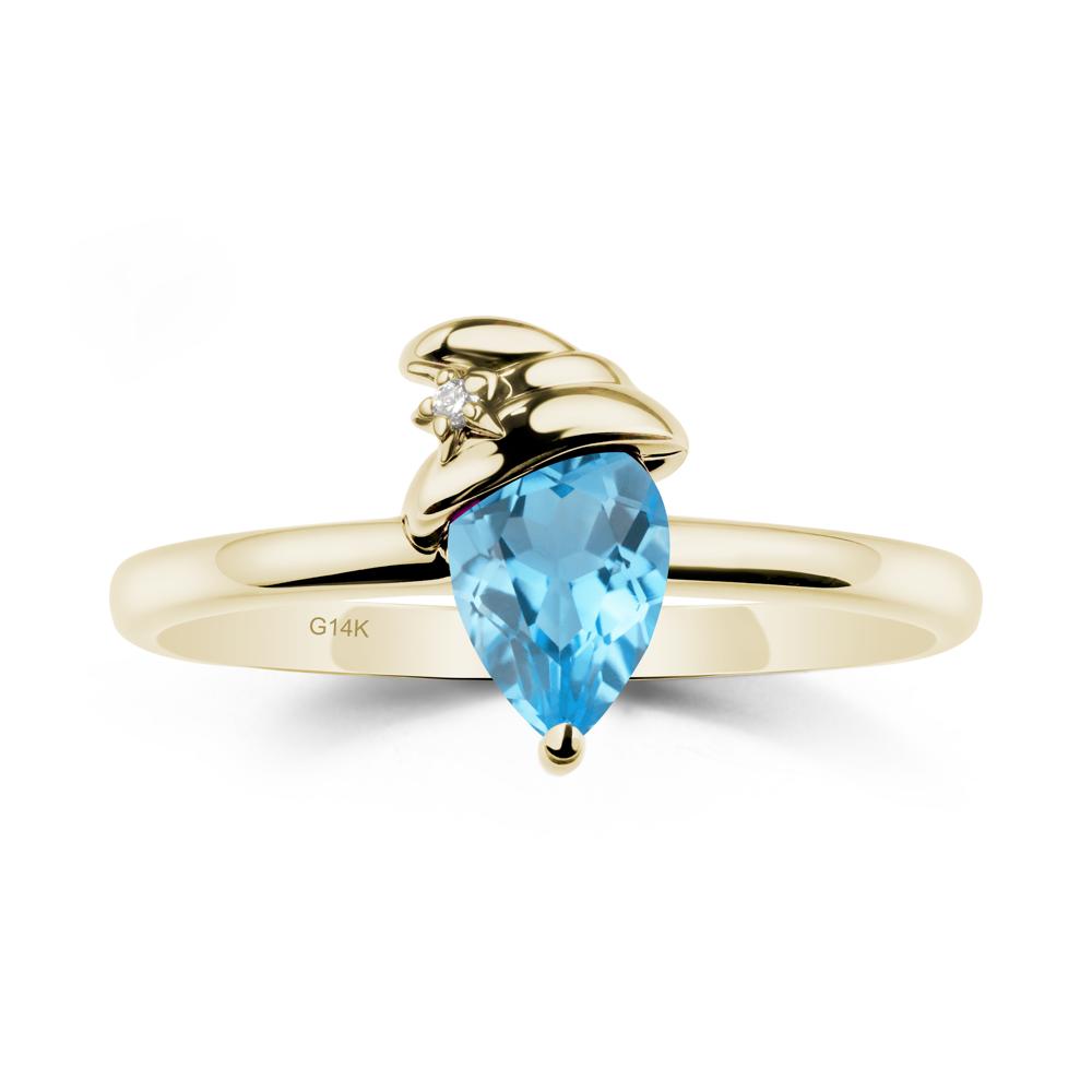 Pear Swiss Blue Topaz Hat Ring - LUO Jewelry #metal_14k yellow gold