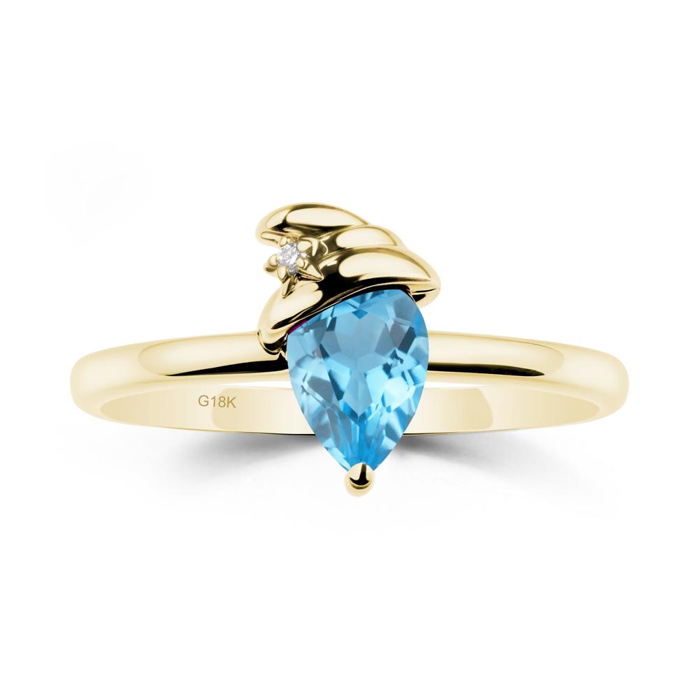 Pear Swiss Blue Topaz Hat Ring - LUO Jewelry #metal_18k yellow gold