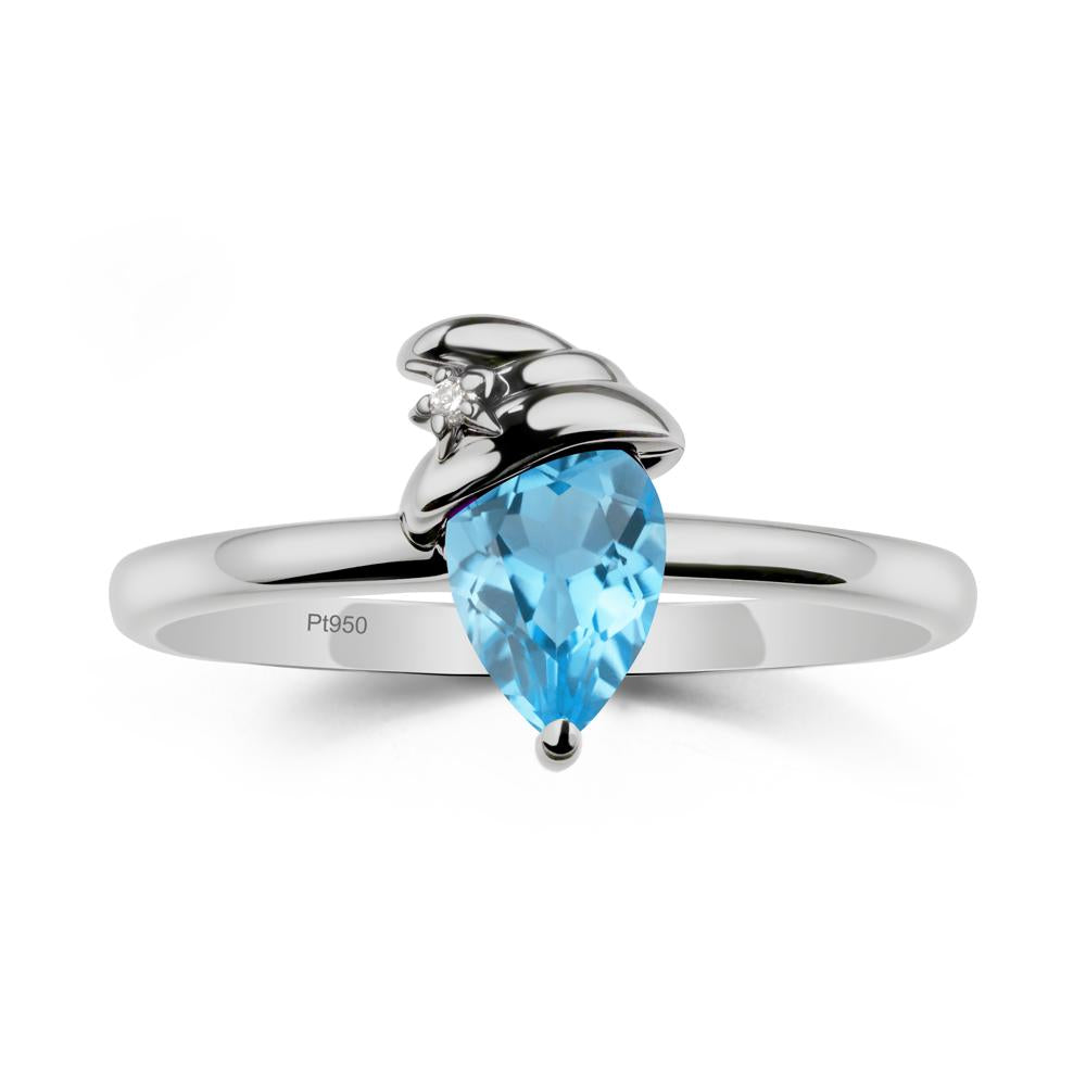 Pear Swiss Blue Topaz Hat Ring - LUO Jewelry #metal_platinum