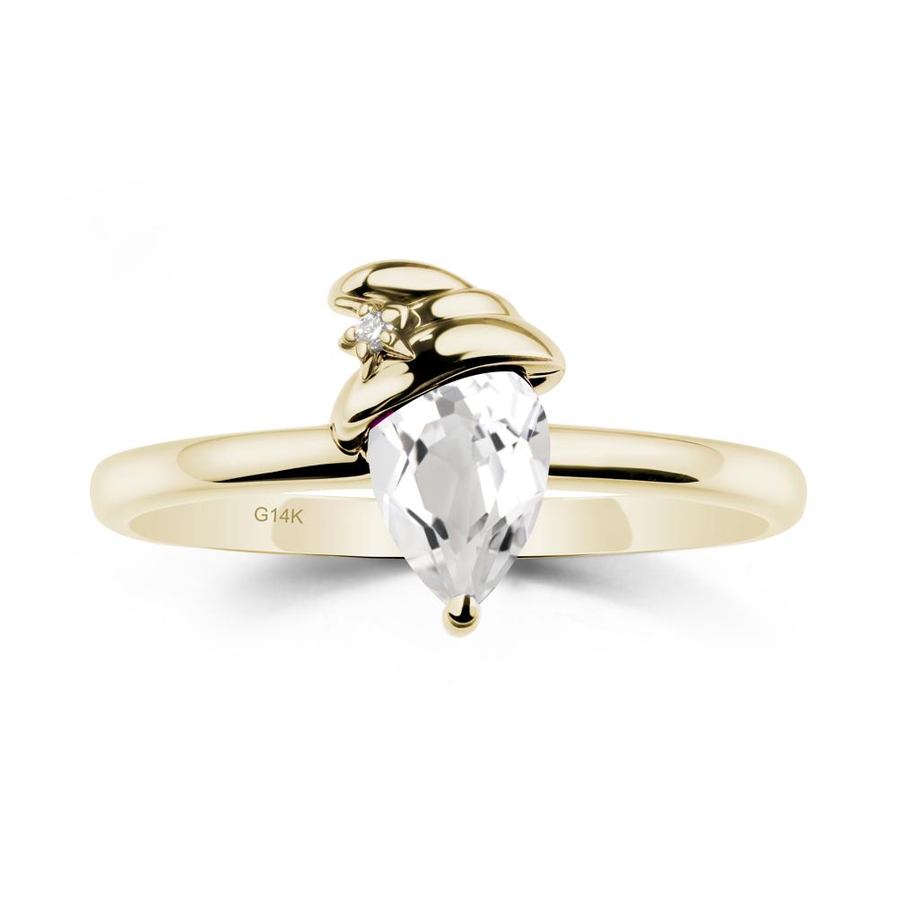 White Topaz Ring with Hat Design - LUO Jewelry #metal_14k yellow gold