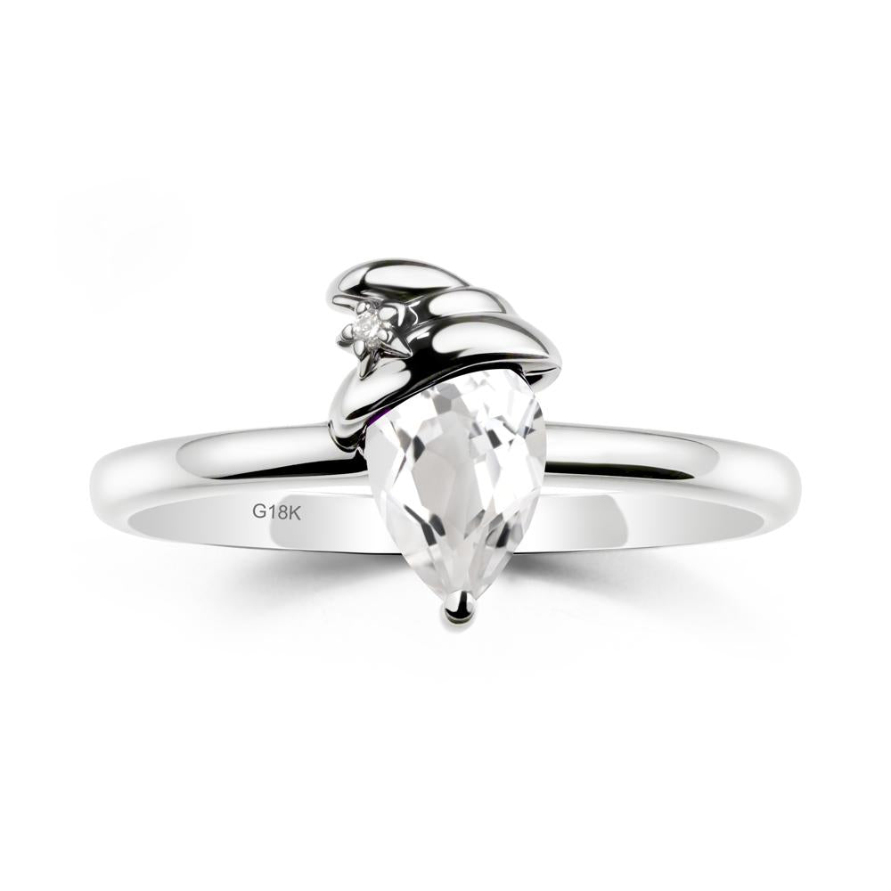 White Topaz Ring with Hat Design - LUO Jewelry #metal_18k white gold