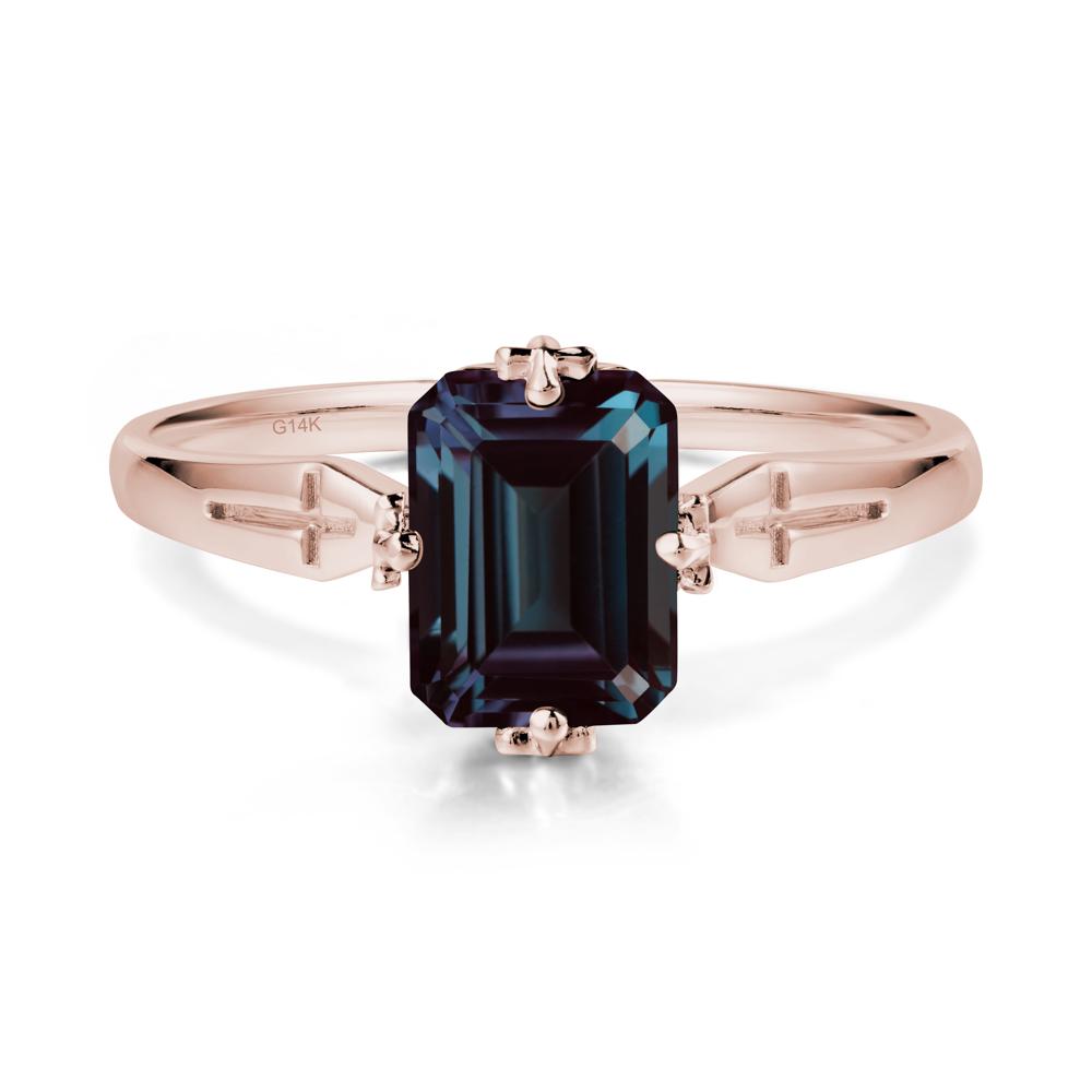 Solitaire Alexandrite Gothic Cross Ring - LUO Jewelry #metal_14k rose gold
