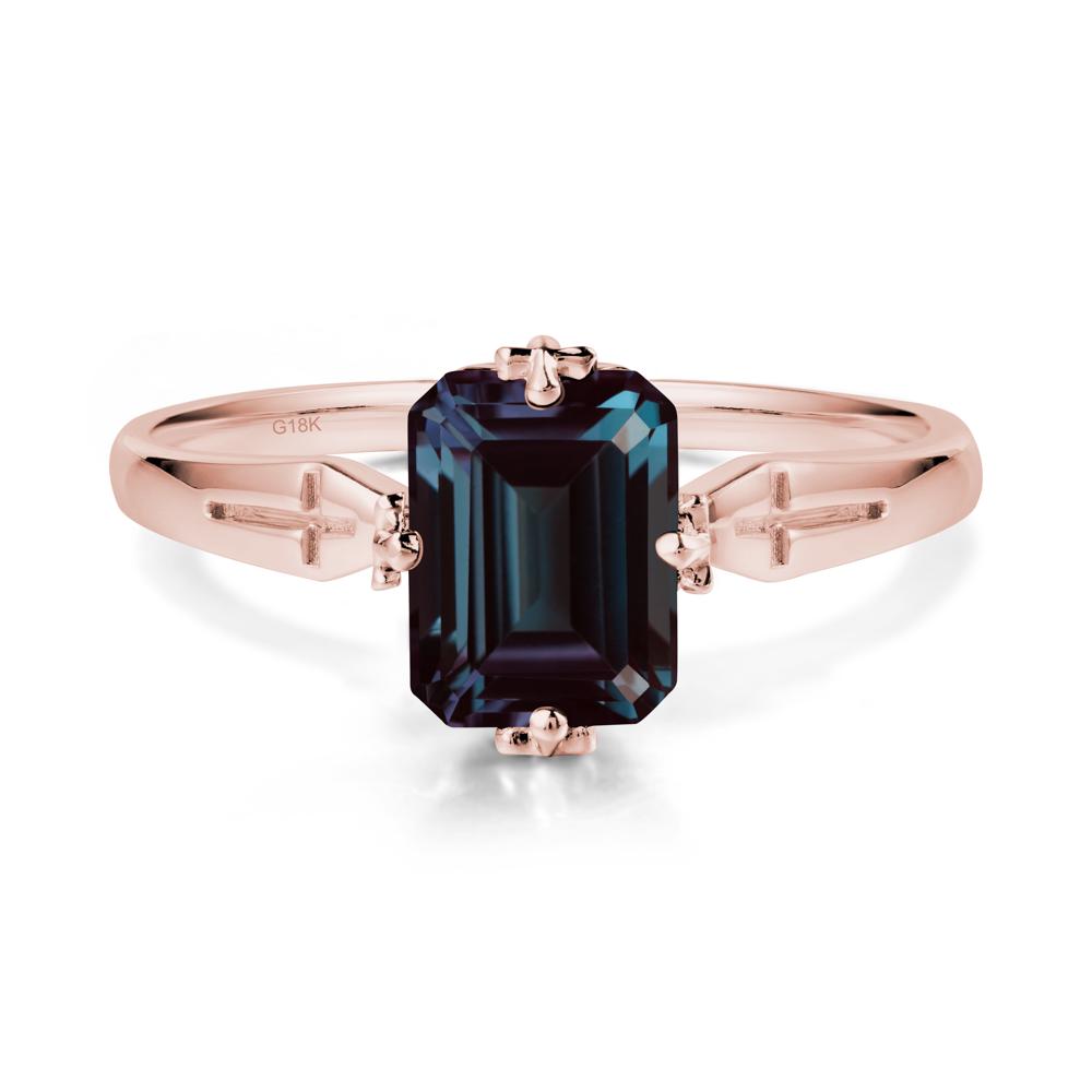 Solitaire Alexandrite Gothic Cross Ring - LUO Jewelry #metal_18k rose gold