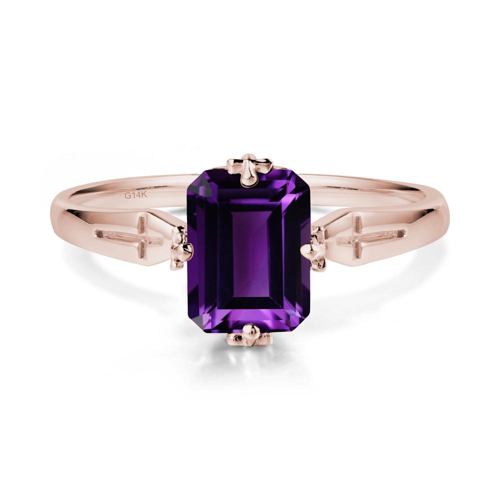 Halloween Emerlald Cut Amethyst Ring - LUO Jewelry #metal_14k rose gold