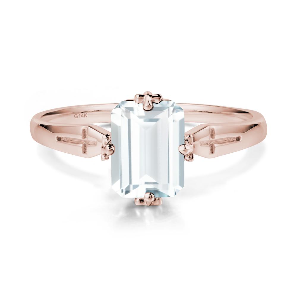 Simple Gothic Cross Aquamarine Ring - LUO Jewelry #metal_14k rose gold