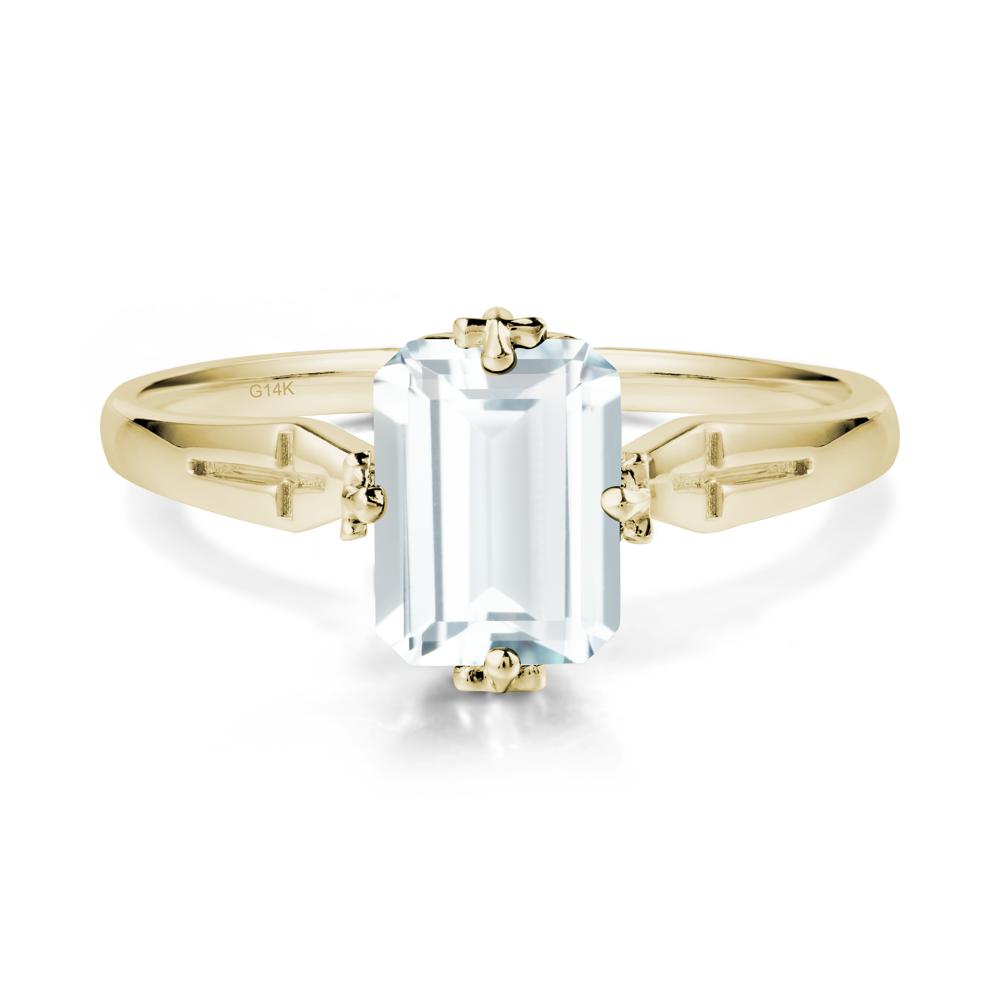 Simple Gothic Cross Aquamarine Ring - LUO Jewelry #metal_14k yellow gold