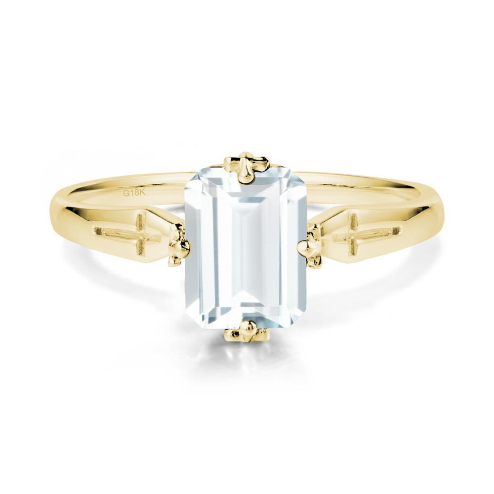 Simple Gothic Cross Aquamarine Ring - LUO Jewelry #metal_18k yellow gold