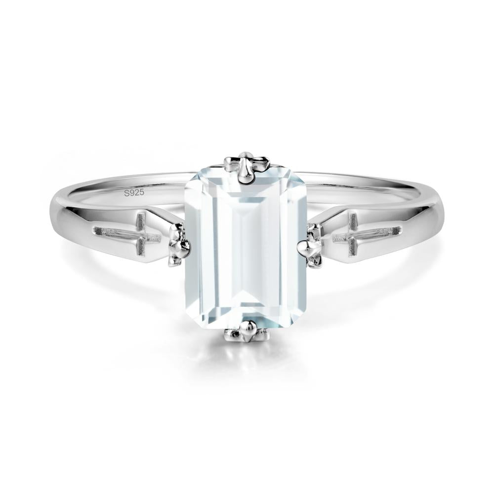 Simple Gothic Cross Aquamarine Ring - LUO Jewelry #metal_sterling silver