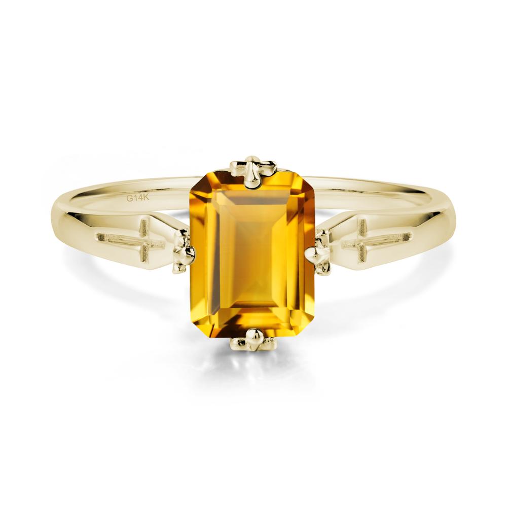 Halloween Emerlald Cut Citrine Ring - LUO Jewelry #metal_14k yellow gold