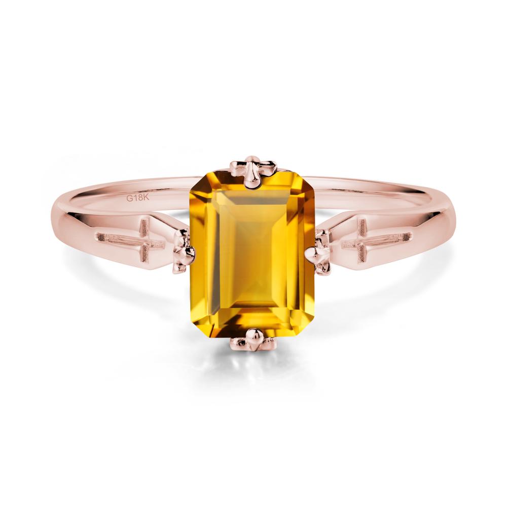 Halloween Emerlald Cut Citrine Ring - LUO Jewelry #metal_18k rose gold