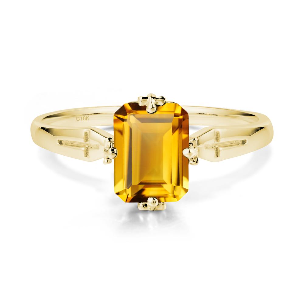 Halloween Emerlald Cut Citrine Ring - LUO Jewelry #metal_18k yellow gold