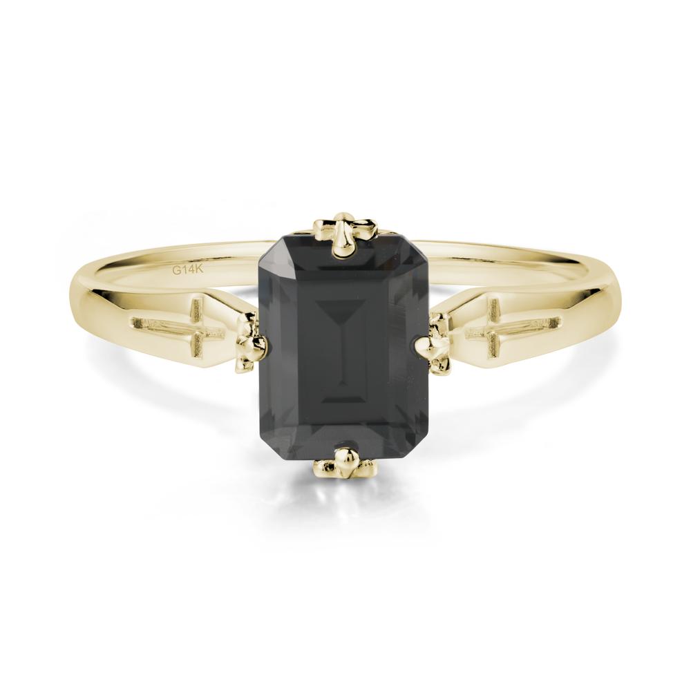 Simple Gothic Cross Cubic Zirconia Ring - LUO Jewelry #metal_14k yellow gold
