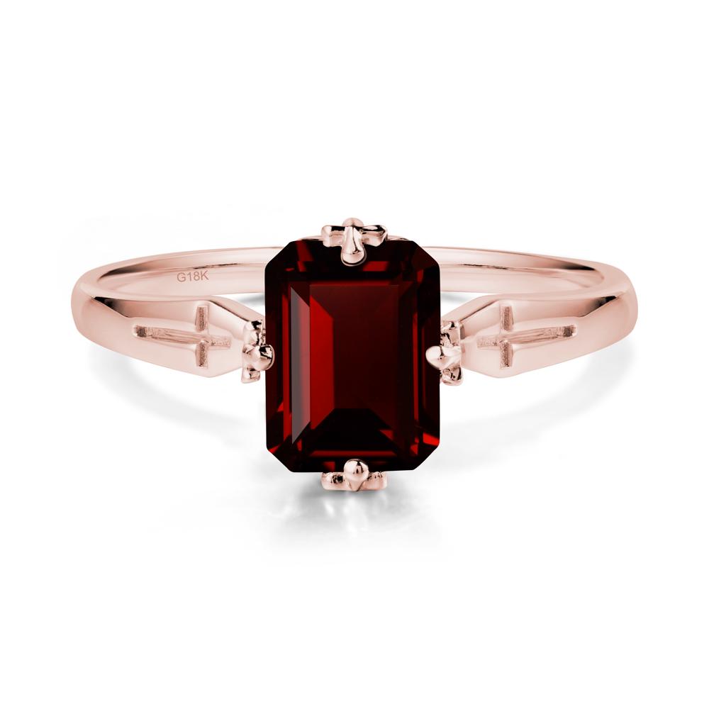 Halloween Emerlald Cut Garnet Ring - LUO Jewelry #metal_18k rose gold