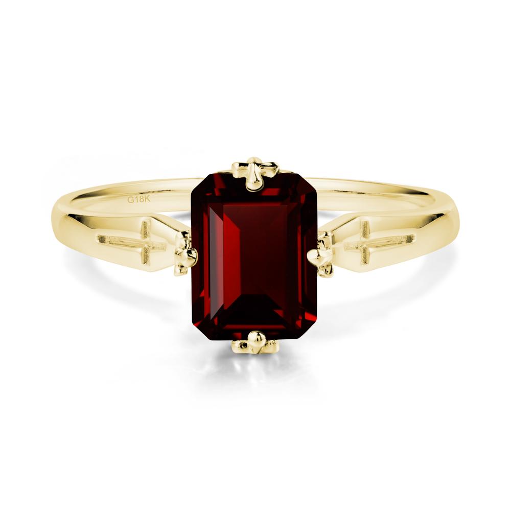 Halloween Emerlald Cut Garnet Ring - LUO Jewelry #metal_18k yellow gold