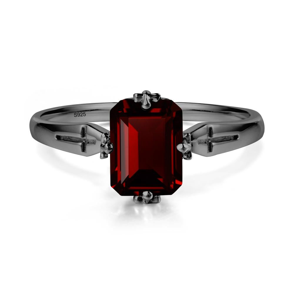 Halloween Emerlald Cut Garnet Ring - LUO Jewelry #metal_black finish sterling silver