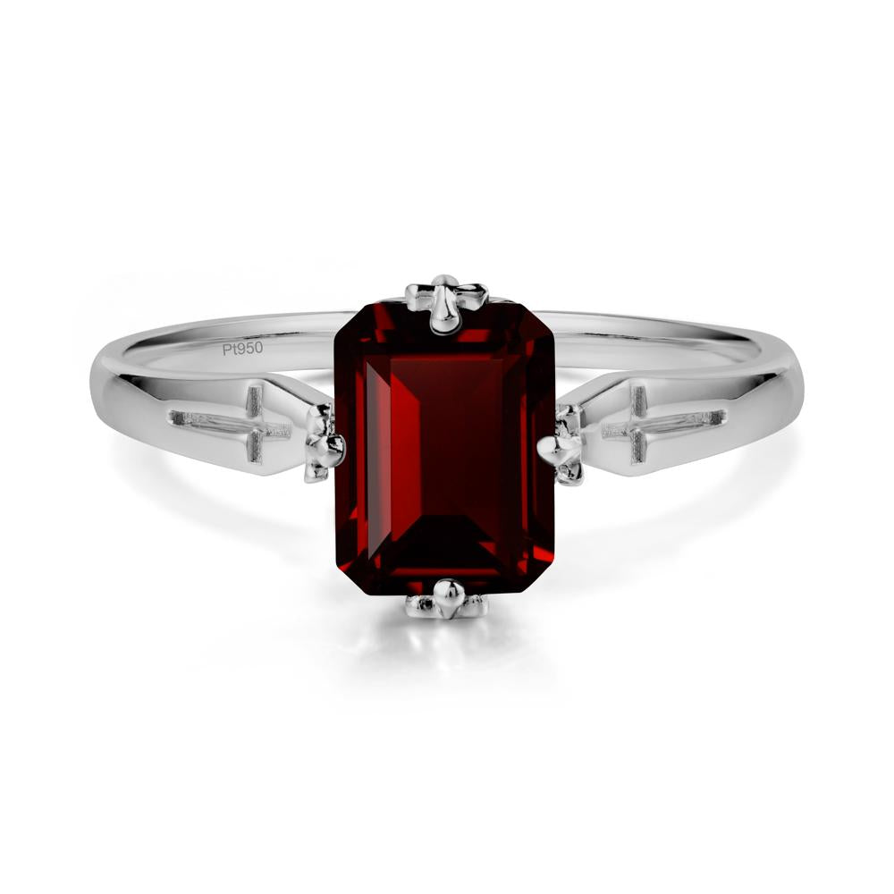 Halloween Emerlald Cut Garnet Ring - LUO Jewelry #metal_platinum