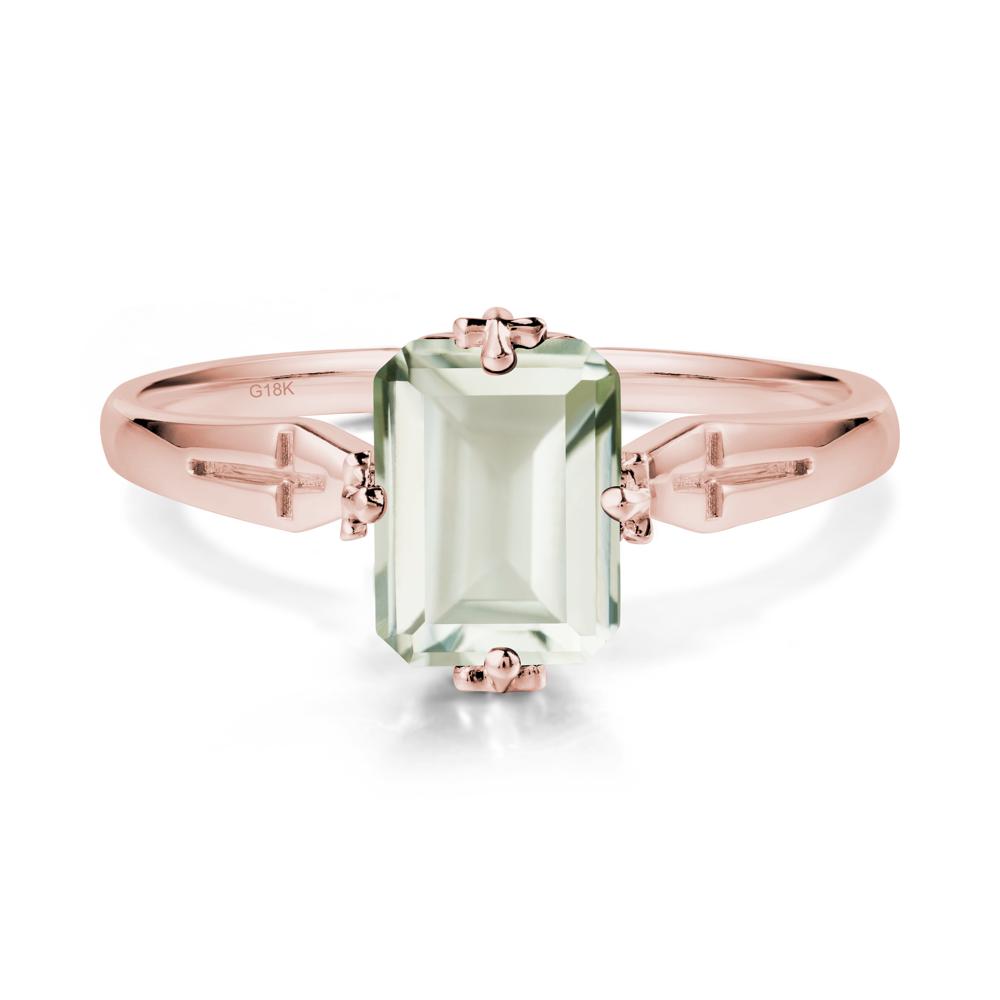 Simple Gothic Cross Green Amethyst Ring - LUO Jewelry #metal_18k rose gold