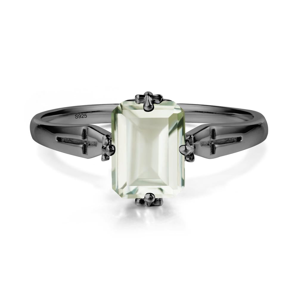Simple Gothic Cross Green Amethyst Ring - LUO Jewelry #metal_black finish sterling silver