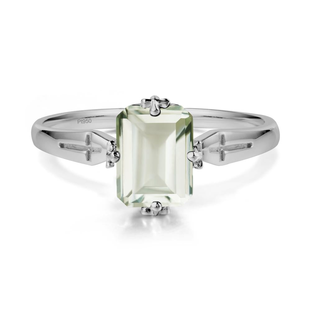 Simple Gothic Cross Green Amethyst Ring - LUO Jewelry #metal_platinum