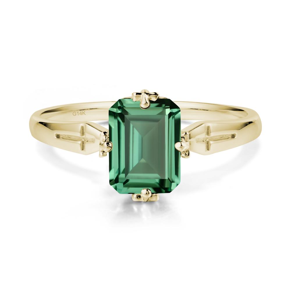 Solitaire Green Sapphire Gothic Cross Ring - LUO Jewelry #metal_14k yellow gold