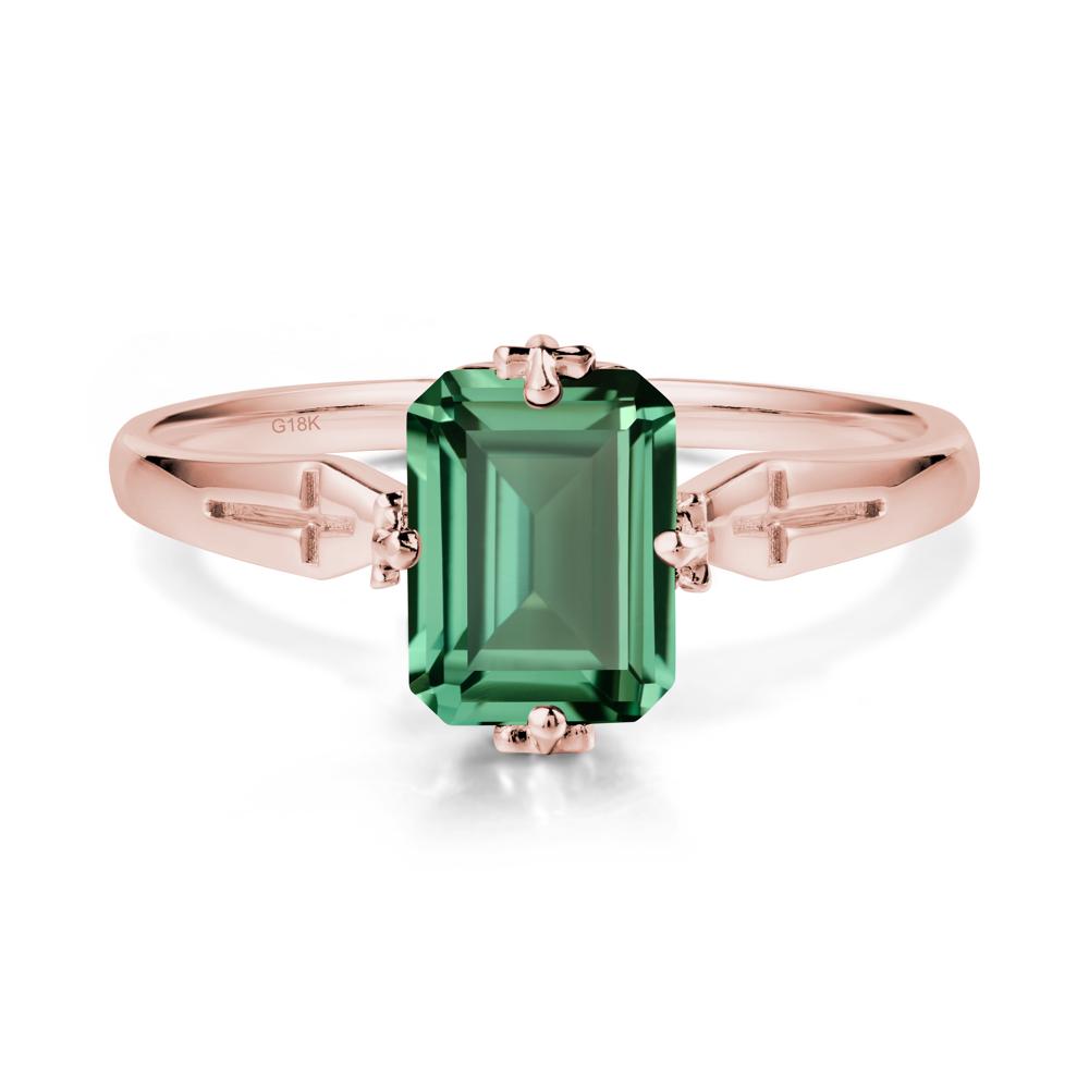 Solitaire Green Sapphire Gothic Cross Ring - LUO Jewelry #metal_18k rose gold