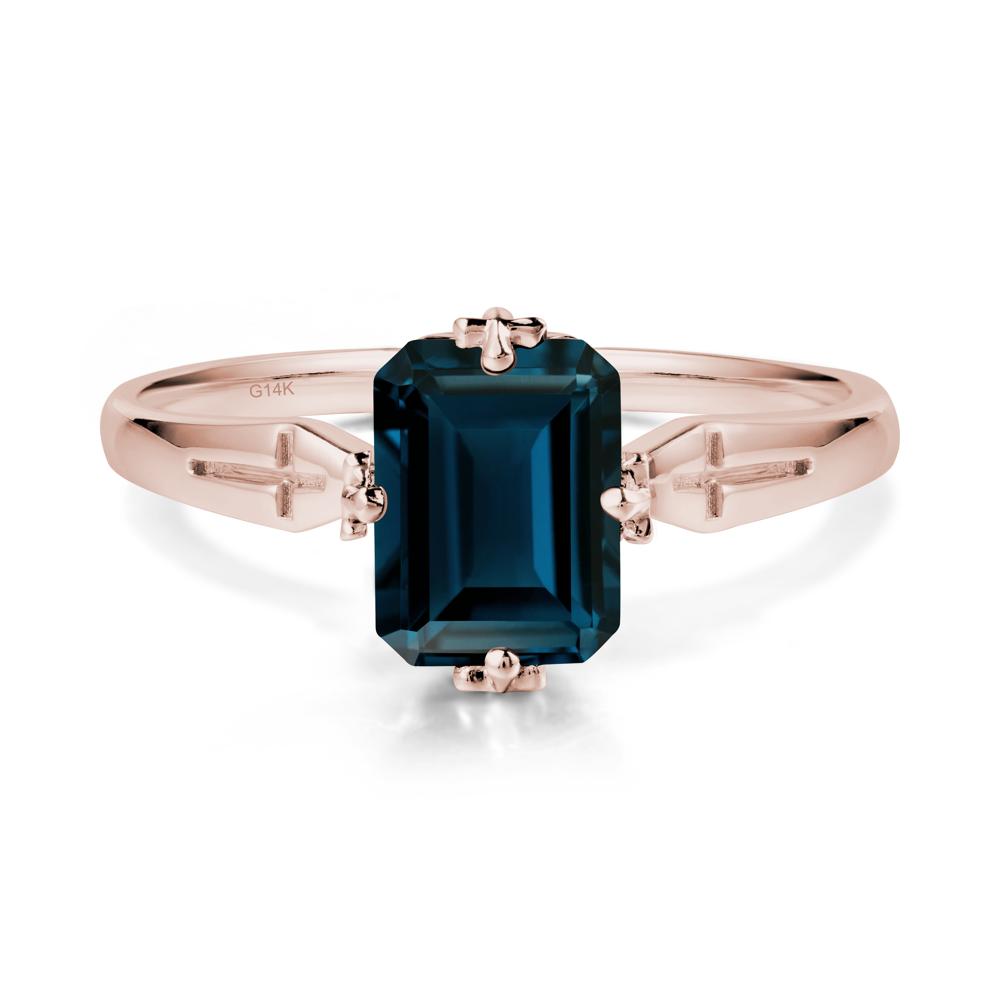 Simple Gothic Cross London Blue Topaz Ring - LUO Jewelry #metal_14k rose gold