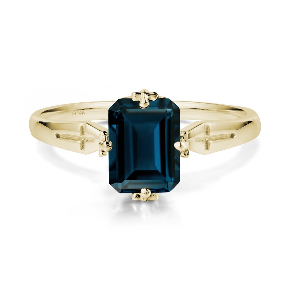 Simple Gothic Cross London Blue Topaz Ring - LUO Jewelry #metal_14k yellow gold