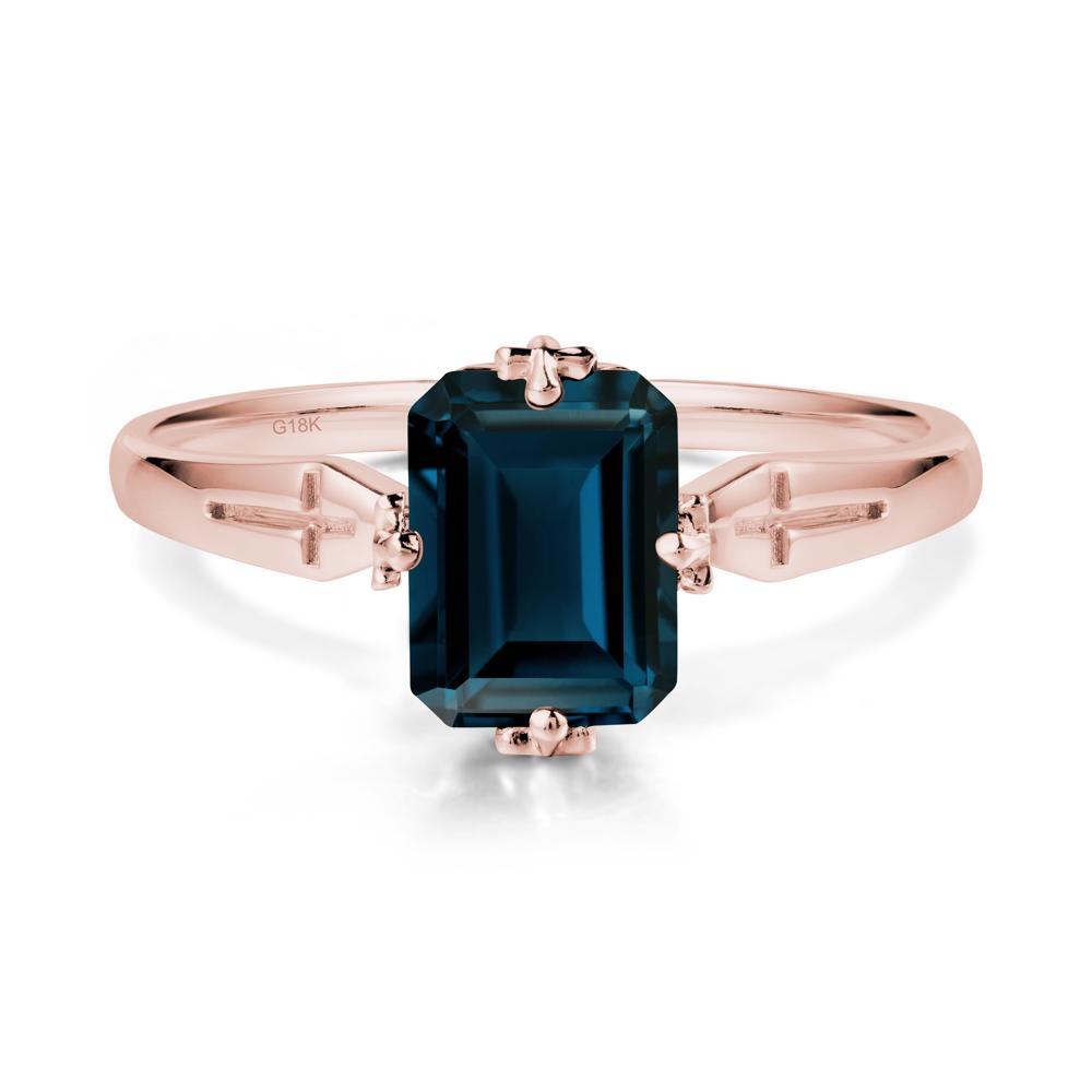 Simple Gothic Cross London Blue Topaz Ring - LUO Jewelry #metal_18k rose gold