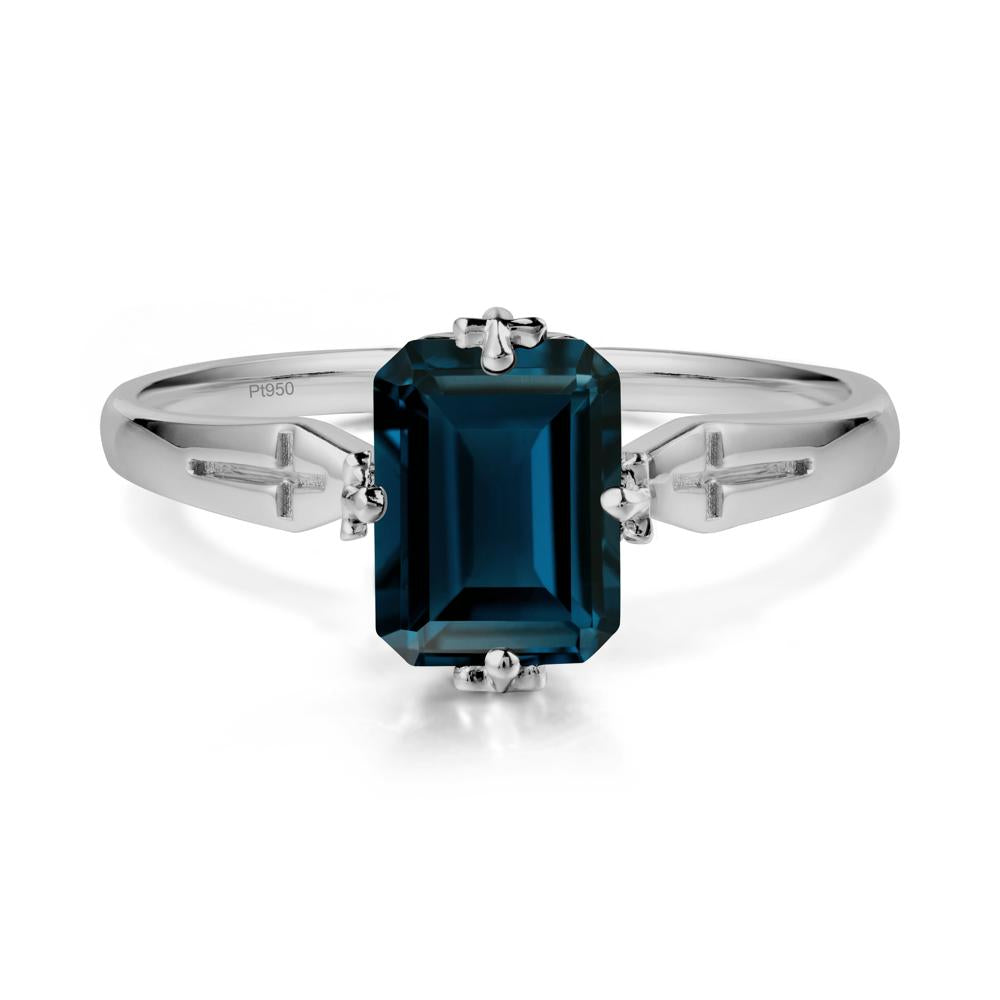Simple Gothic Cross London Blue Topaz Ring - LUO Jewelry #metal_platinum