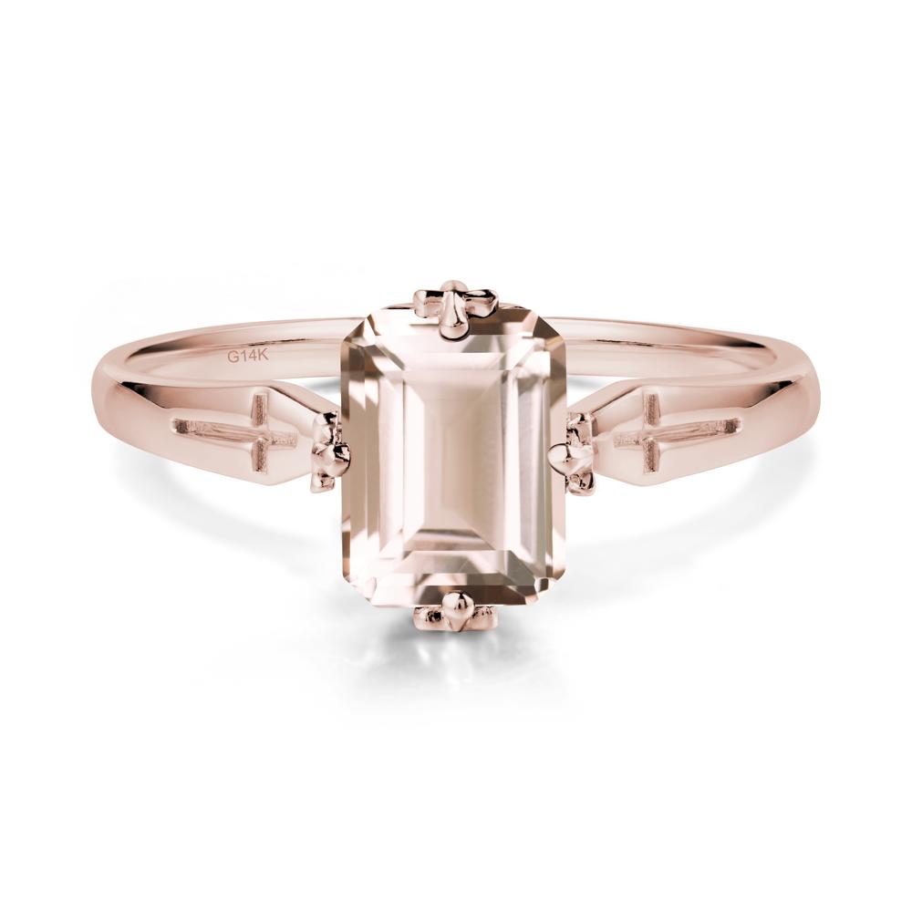 Solitaire Morganite Gothic Cross Ring - LUO Jewelry #metal_14k rose gold
