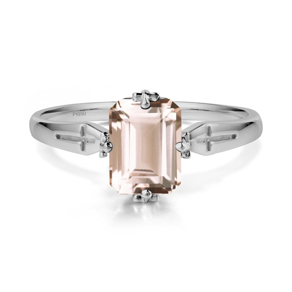 Solitaire Morganite Gothic Cross Ring - LUO Jewelry #metal_platinum