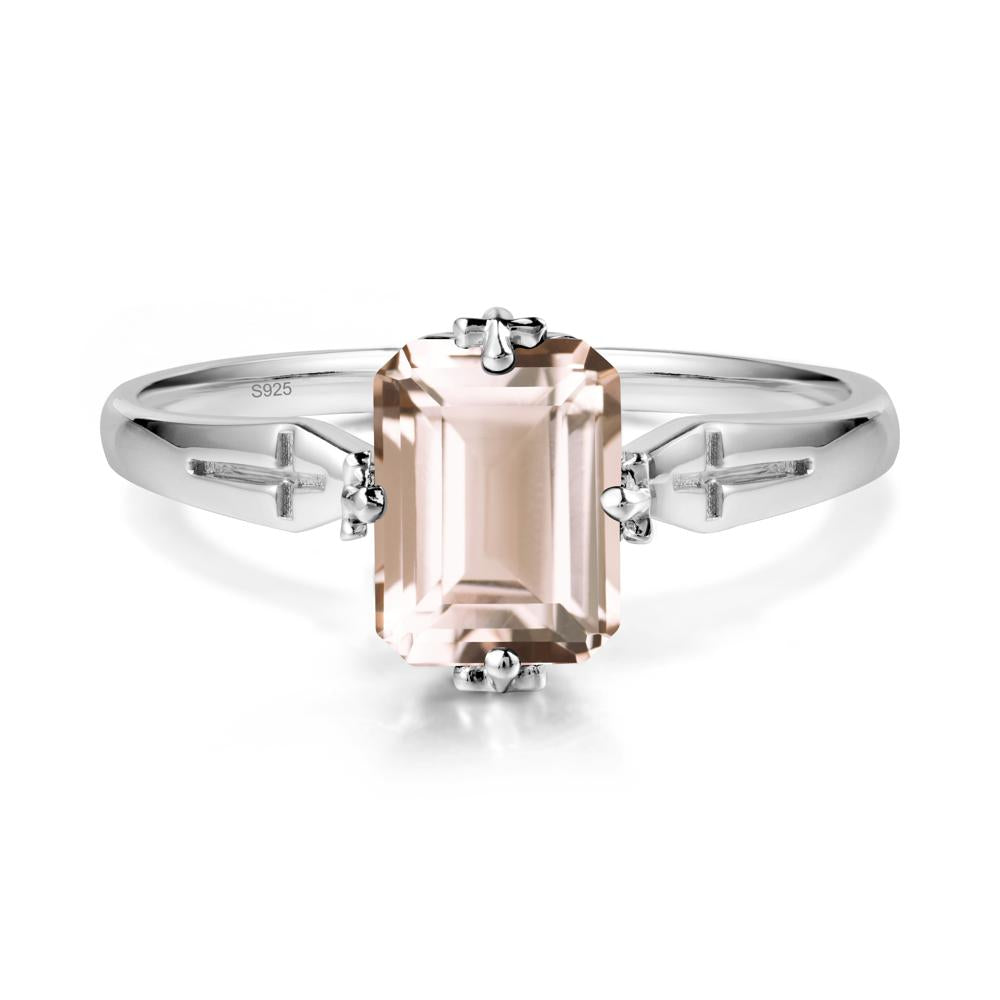Solitaire Morganite Gothic Cross Ring - LUO Jewelry #metal_sterling silver