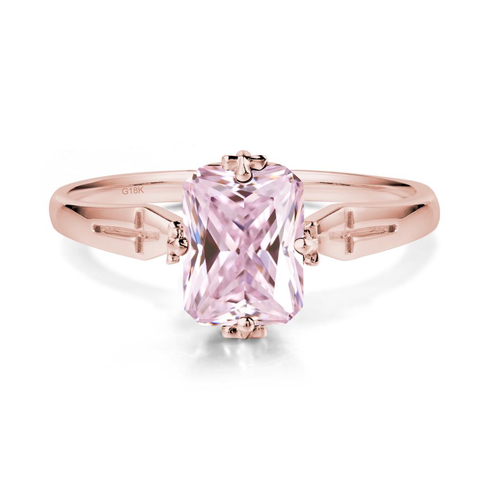Halloween Emerlald Cut Pink Cubic Zirconia Ring - LUO Jewelry #metal_18k rose gold