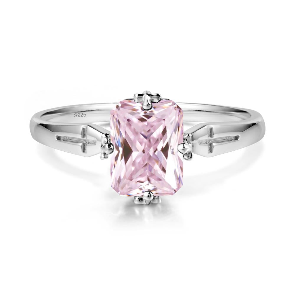 Halloween Emerlald Cut Pink Cubic Zirconia Ring - LUO Jewelry #metal_sterling silver