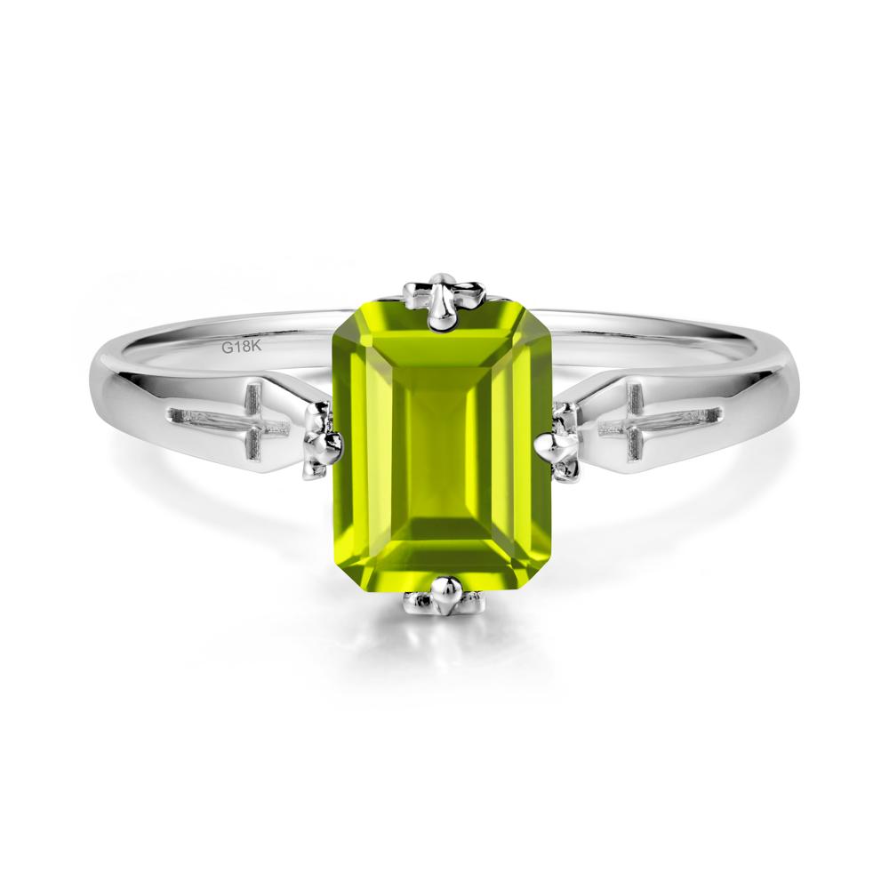 Simple Gothic Cross Peridot Ring - LUO Jewelry #metal_18k white gold
