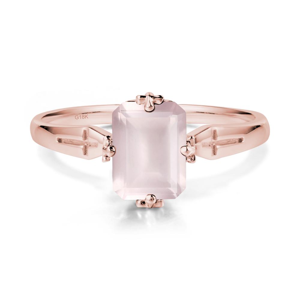 Solitaire Rose Quartz Gothic Cross Ring - LUO Jewelry #metal_18k rose gold