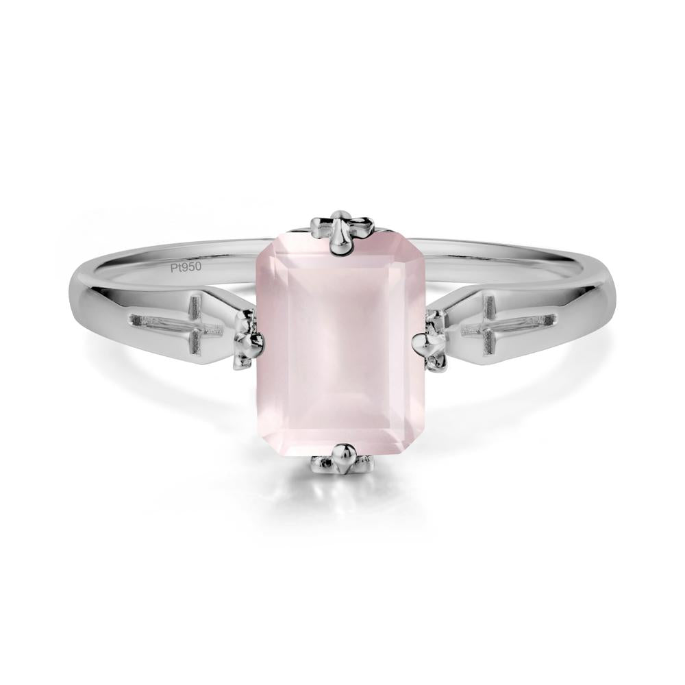 Solitaire Rose Quartz Gothic Cross Ring - LUO Jewelry #metal_platinum
