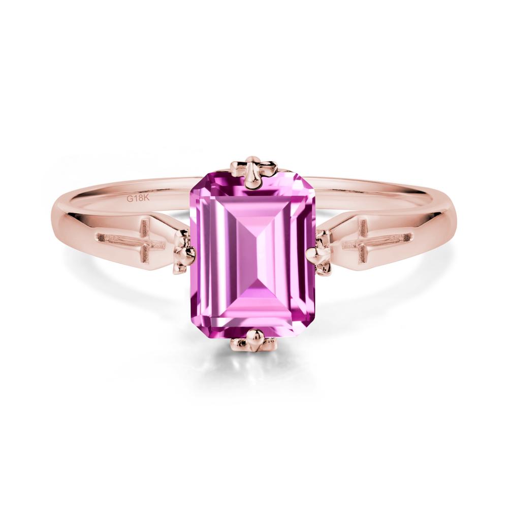 Halloween Emerlald Cut Pink Sapphire Ring - LUO Jewelry #metal_18k rose gold