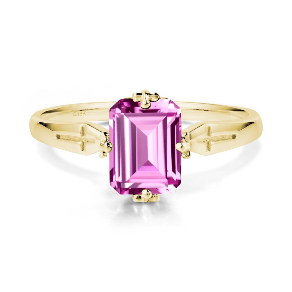 Halloween Emerlald Cut Pink Sapphire Ring - LUO Jewelry #metal_18k yellow gold