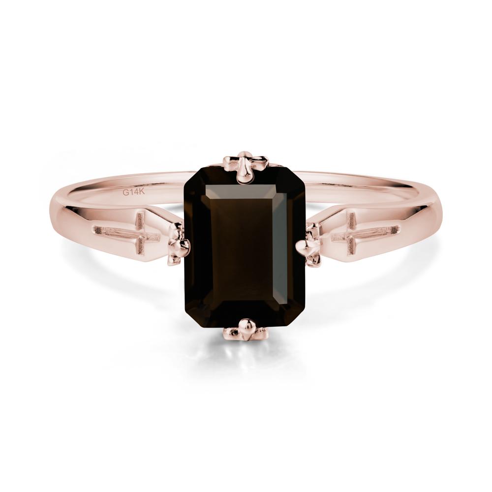 Solitaire Smoky Quartz Gothic Cross Ring - LUO Jewelry #metal_14k rose gold