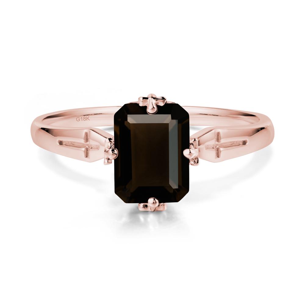 Solitaire Smoky Quartz Gothic Cross Ring - LUO Jewelry #metal_18k rose gold