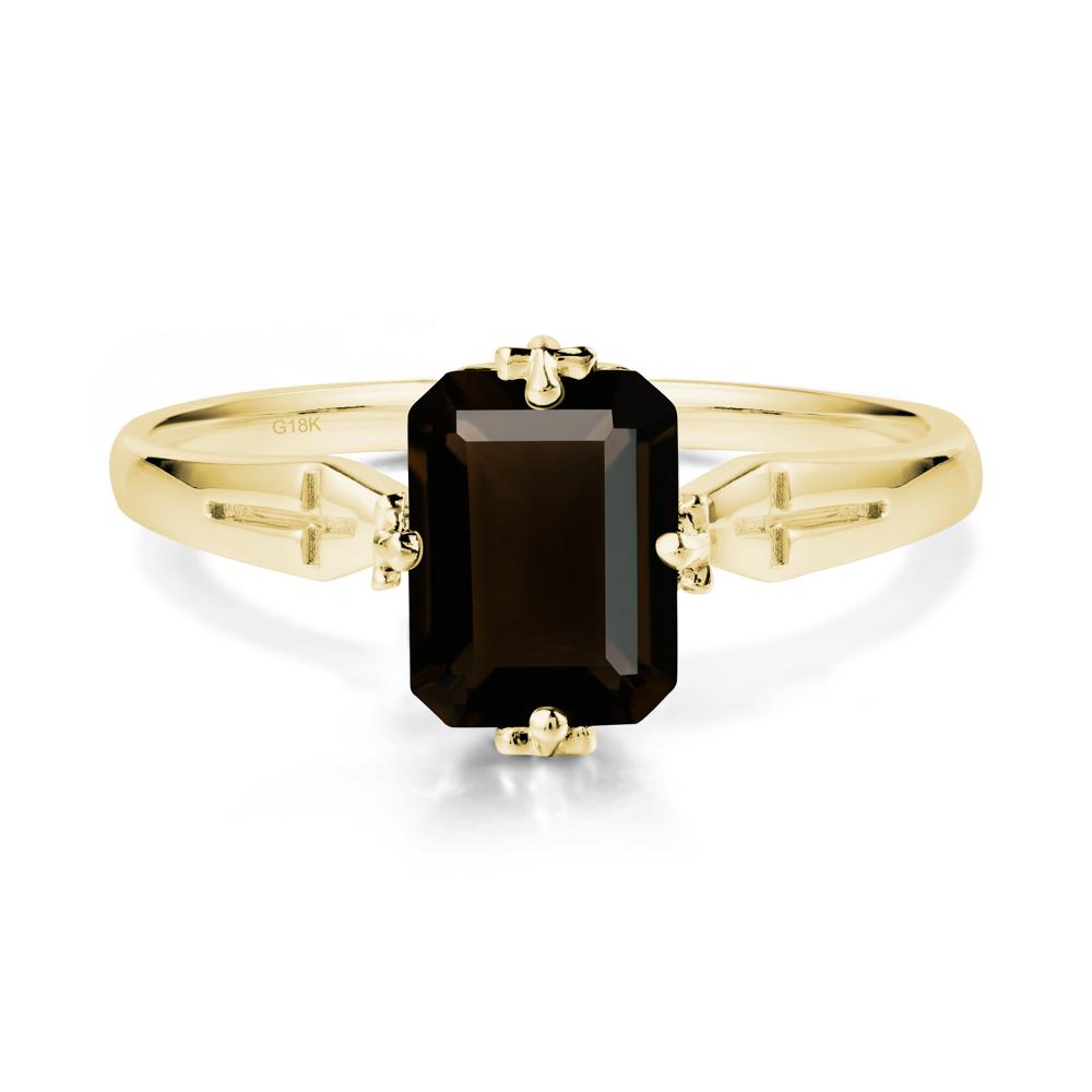 Solitaire Smoky Quartz Gothic Cross Ring - LUO Jewelry #metal_18k yellow gold