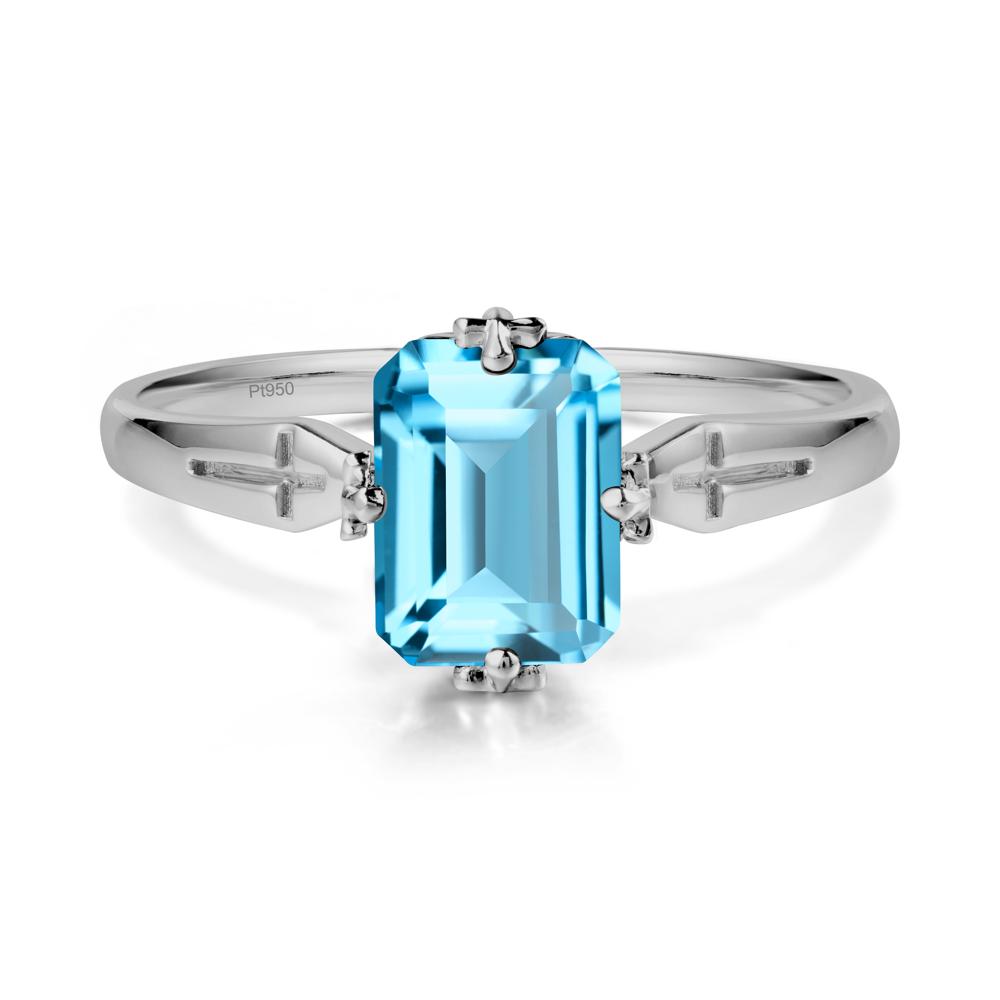 Halloween Emerlald Cut Swiss Blue Topaz Ring - LUO Jewelry #metal_platinum