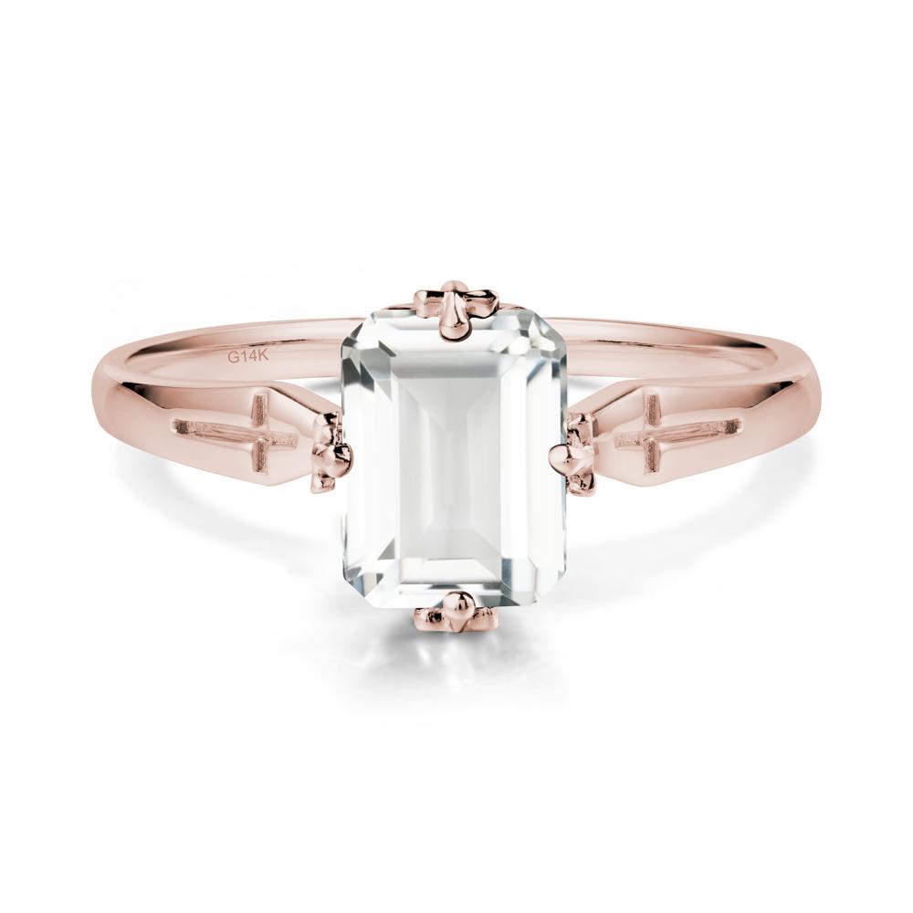 Simple Gothic Cross White Topaz Ring - LUO Jewelry #metal_14k rose gold