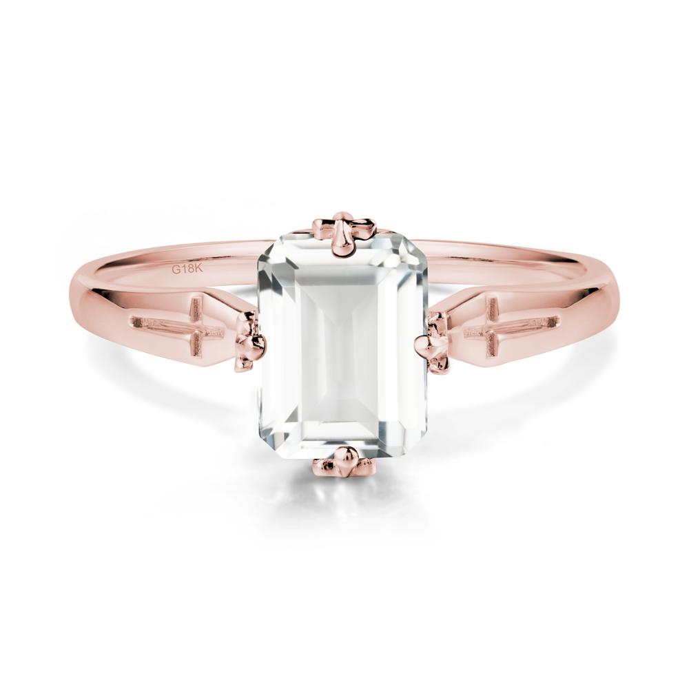 Simple Gothic Cross White Topaz Ring - LUO Jewelry #metal_18k rose gold