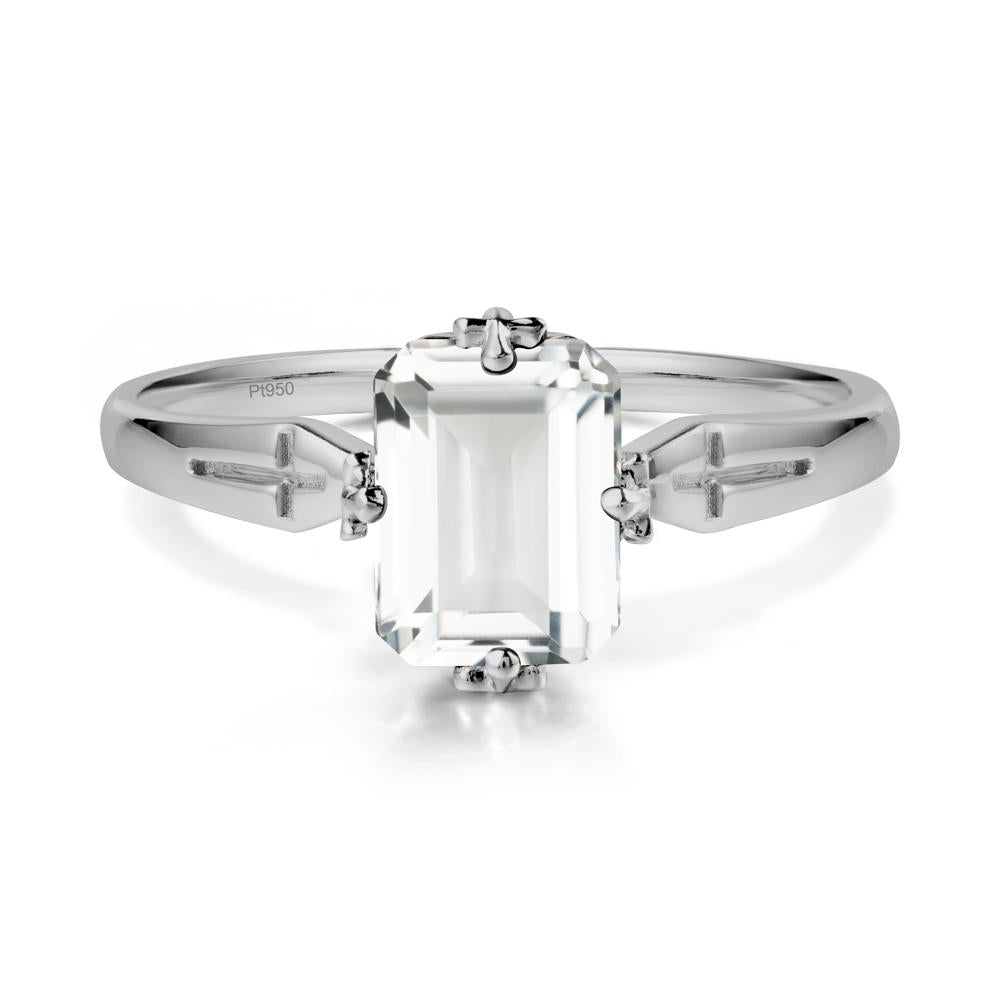 Simple Gothic Cross White Topaz Ring - LUO Jewelry #metal_platinum