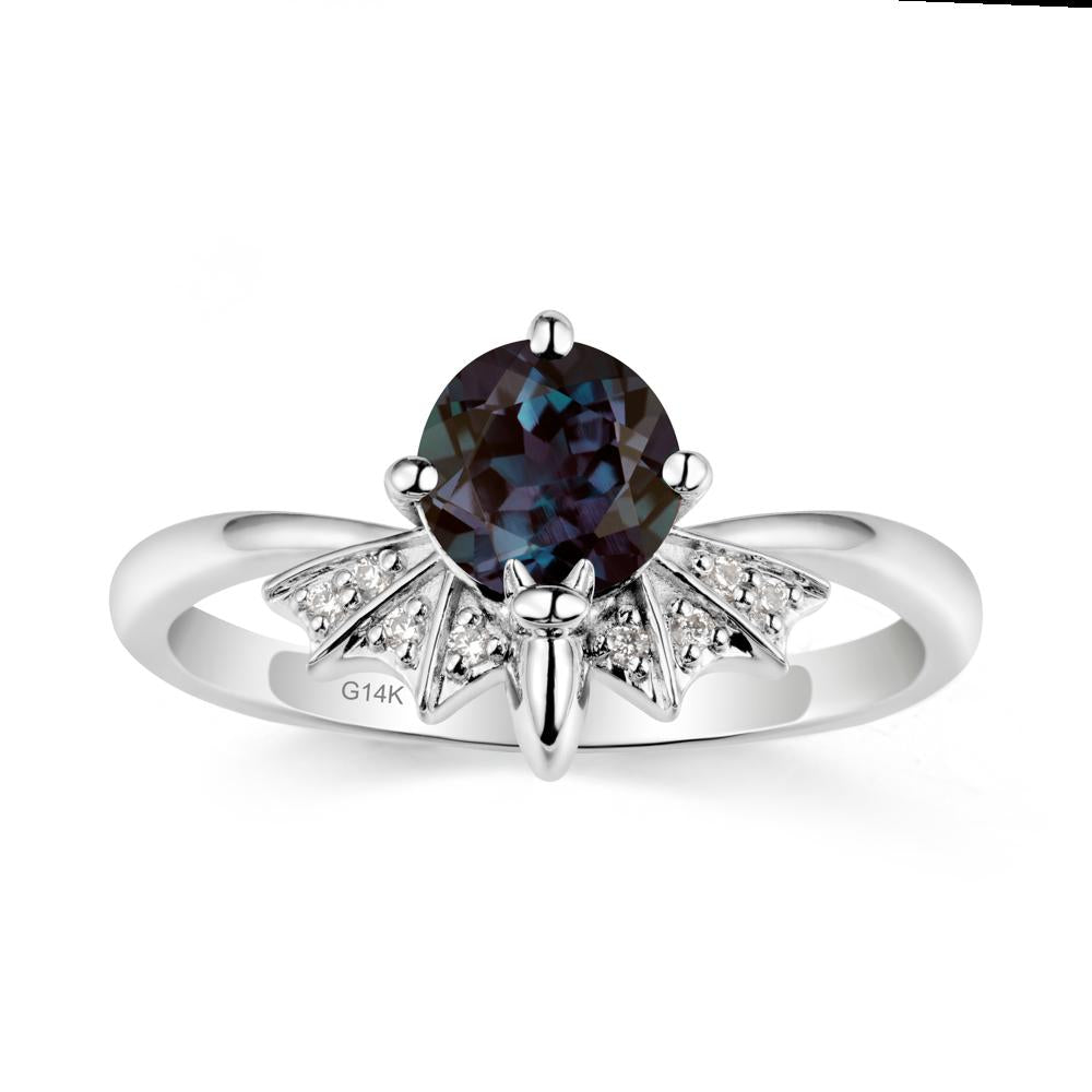 Gothic Bat Alexandrite Ring - LUO Jewelry #metal_14k white gold